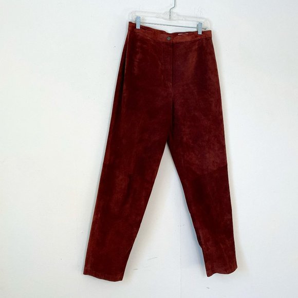 Lord & Taylor Suede Pants Trousers Rust Orange Brown vintage fits size 10-12 - Picture 1 of 14